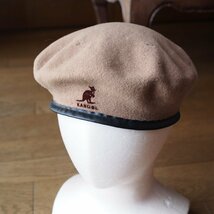 Kangol カンゴール　英国製　フエルト ベレー帽　カーキ キャメル　**難有**　　イギリス製 ウール100%_画像1