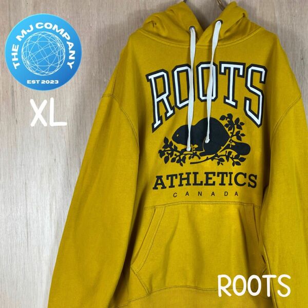 USA古着 ROOTS ATHLETICS CANADA ビーバーロゴ　プルオーバー パーカーUSA XLサイズ