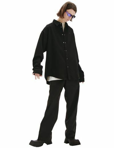 BALENCIAGA 22SS OVERSIZED BB LOGO DENIM SHIRT IN BLACK バレンシアガ デムナ Bロゴ デニム コットン シャツ ジャケット