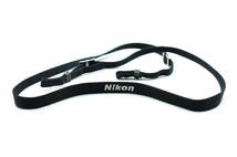 ★中古品★Nikon ニコン カメラストラップ ネック ショルダー 黒×白文字 細 ★＃1123-44_画像1