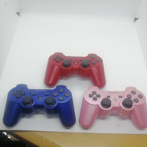 【美品】SONY PS3 DUALSHOCK3 SIXAXIS ワイヤレスコントローラー CECHZC2J 3台 ブルー レッド ピンク 動作確認 純正 税なし