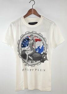 PHILIPP PLEIN/フィリッププレイン　スワロフスキーガールプリントTシャツ　サイズ：S　カラー：ホワイト