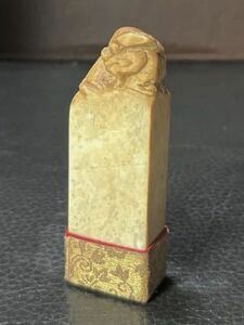 印材　篆刻　書道　古印材 獅子手彫り　中国美術 Ｌ63