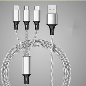 3in1 ３本セット充電ケーブル 1.2ｍ　Apple iPhone 急速充電/データ転送 Micro USB / Type-C ライトニング USBケーブル耐久性 折れ防止３色