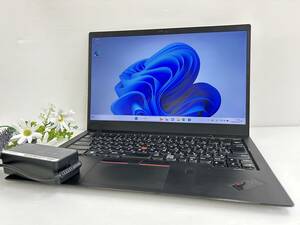 【良品 14インチ】Lenovo 6th Gen ThinkPad X1 Carbon 20KGA00SJP『Core i5(8250U) 1.6GHz/RAM:8GB/SSD:256GB』Win11Pro 動作品