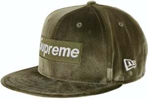 【未使用】7 3/8 Supreme Velour Box Logo New Era Olive 59Fifty グリーン オリーブ 緑 シュプリーム ニューエラ ボックスロゴ