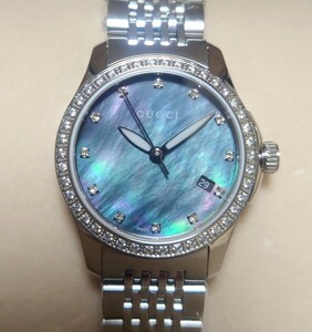 新品未使用　グッチ　GUCCIダイヤ　マザーオブパール　Gタイムレス　腕時計　YA126509　レディース　ブラックシェル　