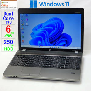 【美品】ProBook 4530S★DualCore CPU/HDD250GB/6GBメモリ/15.6型/WLAN/Sマルチ/USB3.0/SD/Windows11/Office H＆B2019