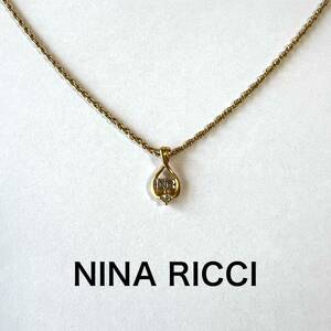 【刻印／NINA RICCI】ニナリッチの一粒ラインストーン華奢ネックレス（コスチュームジュエリー,コレクション,衣装,小道具）