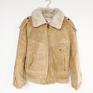 RB10-530【レザージャケット】70s～ SILTON/シルトン★裏ボア デカ五角形ジップ/TALON ZIP★SIZE:40★ベージュ系★USA 古着 ビンテージ★