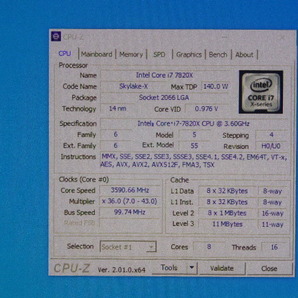 INTEL CPU Core i7 7820X 8コア16スレッド 3.60GHZ SR3L5 LGA2066 CPUのみ 起動確認済みですの画像3