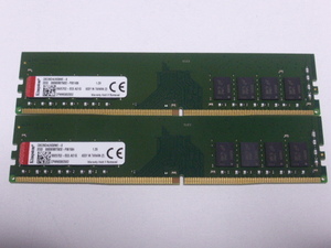 メモリ デスクトップパソコン用 Kingston Micronチップ DDR4-2666 PC4-21300 8GBx2枚 合計16GB 起動確認済みです