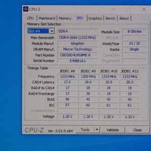 メモリ デスクトップパソコン用 Kingston Micronチップ DDR4-2666 PC4-21300 8GBx2枚 合計16GB 起動確認済みですの画像6