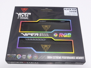 メモリ デスクトップパソコン用 Patriot VIPER STEEL RGB DDR4-3200 PC4-25600 16GBx2枚 合計32GB 起動確認済みです PVSR432G320C8K