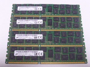 メモリ サーバーパソコン用 低電圧 1.35V Micron PC3L-12800R(DDR3L-1600R) ECC Registered 16GBx4枚 合計64GB 起動確認済みです