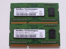 ノートパソコン用メモリ 両面チップ SanMax SK hynixチップ 1.5V DDR3-1600 PC3-12800S 4GBx2枚 合計8GB 起動確認済みです_画像1