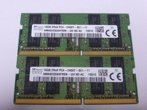 メモリ ノートパソコン用 1.20V SK hynix DDR4-2400 PC4-19200 16GBx2枚 合計32GB 起動確認済みです