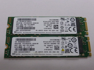 SK hynix SSD M.2 SATA Type2280 128GB 2枚セット 正常判定 本体のみ 中古品です