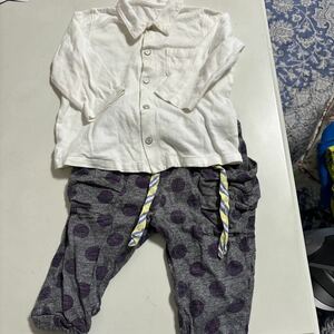 ◯子供服 80サイズ　セットアップ　白ブラウス　総ゴムパンツ　着せやすい　長袖 男の子用　コムサイズム　即決あり