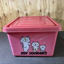 【A9441】MY SONDER'S 収納ボックス ピンク ネコ3匹 蓋付きボックス 昭和レトロ キャラクター おもちゃボックス コレクション レトロポップ_画像3