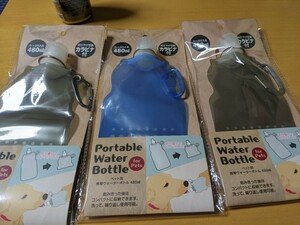 新品３個　ペット用携帯ウォーターボトル 水筒 480ml　給水器　アウトドア　