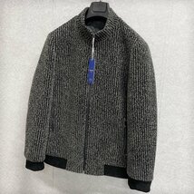 上品・ジャケット 定価8万◆Emmauela・イタリア・ミラノ発◆豪華ミンク/カシミヤ混 総柄 暖か ストライプ 洗練 アウター M/46サイズ_画像10