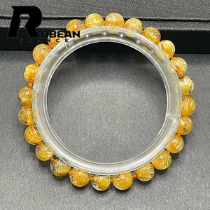 上品 EU製 定価5万円★ROBEAN・太陽花タイチンルチル★黄金針水晶 金運 開運 ゴールド ブレスレット パワーストーン 7.5-8mm 1001G1115