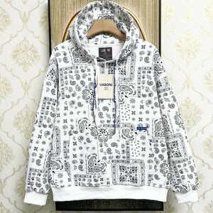 人気EU製＆定価4万◆UABONI*Paris*パーカー*ユアボニ*パリ発◆スーピマ綿 薄手 ICT カシューナッツ柄 フーディジャケット トレーナー M/46