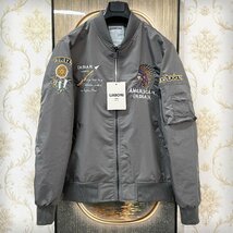 個性EU製＆定価8万◆UABONI*Paris*フライトジャケット/MA-1*ユアボニ*パリ発◆上質 薄手 USAF*TYPE オシャレ INDIANS L/48サイズ_画像2