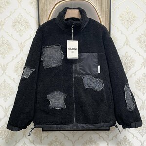 最高級EU製＆定価8万◆UABONI*Paris*ボアジャケット*ユアボニ*パリ発◆ミンク/カシミヤ 個性 防寒 デニム 刺 ストリート アメカジ L/48