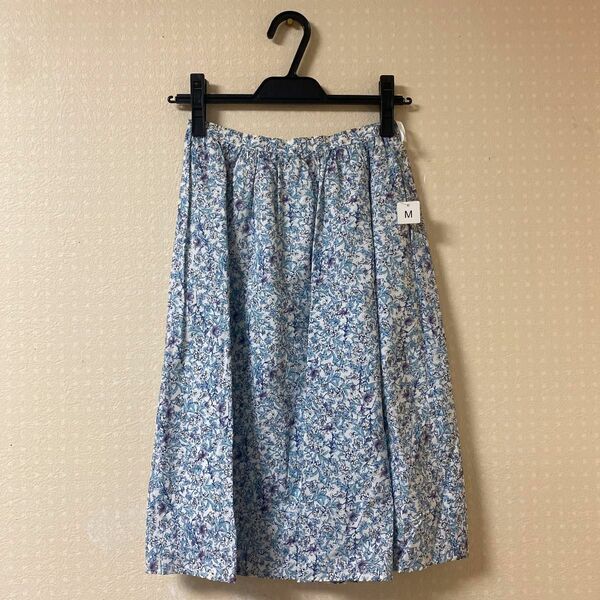 【美品】 スカート 花柄 M ブルー ホワイト
