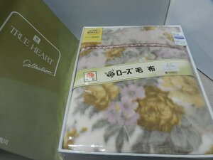 京都西川　アクリル毛布　140㎝×200㎝　ピンク　花柄　日本製　