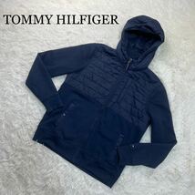 TOMMY HILFIGER トミーヒルフィガー ジップアップジャケット フード アウター 裏地フリース ネイビー M _画像1