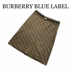 BURBERRY BLUE LABEL バーバリーブルーレーベル スカート ベージュ ノバチェック ひざ丈 サイズ38