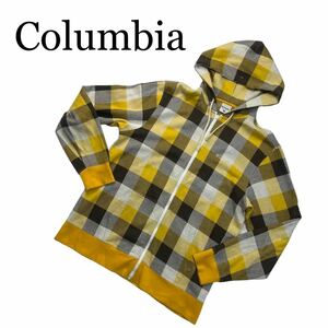 Columbia コロンビア パーカー ジップアップ 長袖 黄色系 チェック L