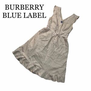 BURBERRY BLUE LABEL バーバリーブルーレーベル ワンピース ノースリーブ ノバチェック ピンクベージュ系 ひざ丈 サイズ38