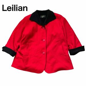 Leilian レリアン ジャケット ショートコート 赤 レッド11号 L