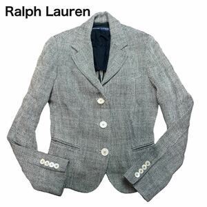 Ralph Lauren ラルフローレン ヘリボーン テーラードジャケット グレー 麻 7 M