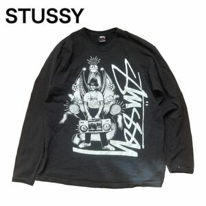 STUSSY ステューシー 長袖カットソー ロンT 黒ブラック L ストリート古着