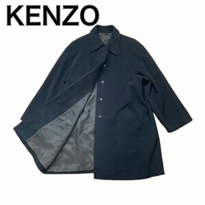 KENZO ケンゾー ウール ステンカラーコート 黒ブラック L相当 レディース