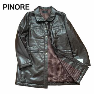 PINORE ピノーレ 羊革 ラムレザー 本革 チェスターコート ブラウン40 L