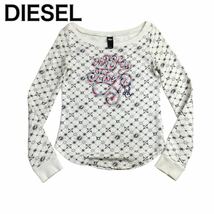 DIESEL ディーゼル 長袖カットソー ロンT 総柄 ホワイト白 M_画像1