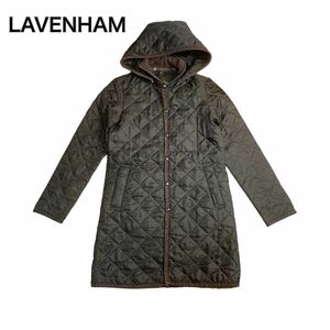 LAVENHAM ラベンハム キルティング ブラウンフード付き 36 S