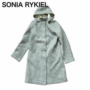 SONIA RYKIEL ソニアリキエル ロングコート グレー ウール 38 M フード付き