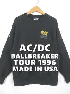 90s AC/DC ★ USA製 1996ツアー スウェット L ★ Lee CROSS GRAIN リバースウィーブ型 アメリカ製 ボールブレイカー Ballbreaker バンド