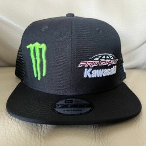 NEW ERA ニューエラ モンスターエナジー kawasakiブラックフラットキャップ☆打倒レッドブルキャップX gameの画像1