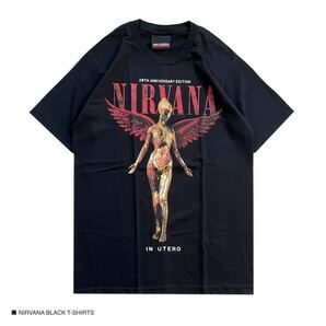 新品 XLサイズ NIRVANA ニルヴァーナ 半袖 Tシャツ ロック バンドT ブラックカジュアル シャツ
