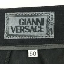 ●GIANNI VERSACE ジャンニヴェルサーチ タックパンツ メンズ サイズ50 L ブラック ボトムス スラックス サマーウール 1AA/41699_画像6