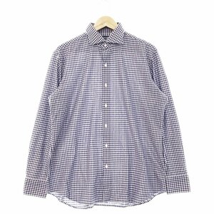 ●美品 Makers Shirt KAMAKURA メーカーズシャツ鎌倉 長袖 イージーケアニットシャツ メンズ サイズXL ネイビー 1202 1AA/41719