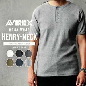 AVIREX アビレックス アヴィレックス Tシャツ tシャツ 6143504 ヘンリーネック Ｔシャツ デイリー　ブラック　Ｍサイズ